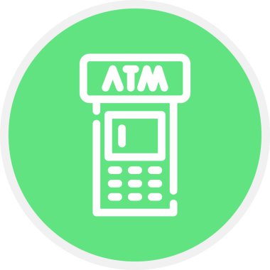 Atm Makine Satırı Çemberi Basit Simge, Vektör Resimleri