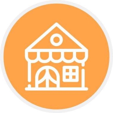 Çadır Hattı Çemberi Basit Simge, Vektör İllüstrasyonu