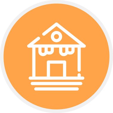 Ev Satırı Çemberi Basit Simge, Vektör İllüstrasyonu