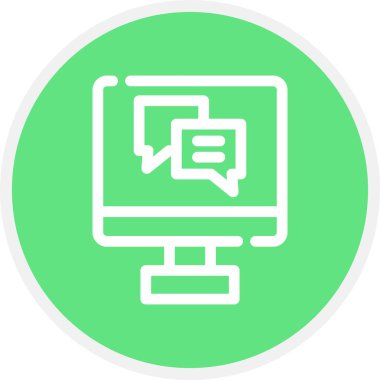 Bilgisayar Hattı Çemberi Basit Simge, Vektör İllüstrasyonu