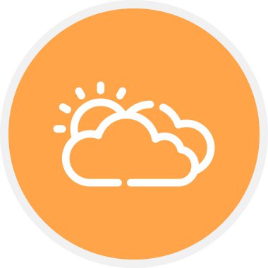 Bulut Çizgisi Çemberi Basit Simge, Vektör İllüstrasyonu