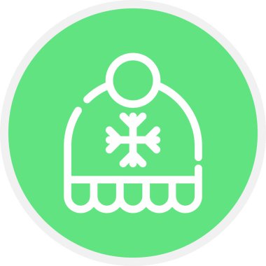 Kış Şapkası Çizgisi Çemberi Basit Simge, Vektör İllüstrasyonu