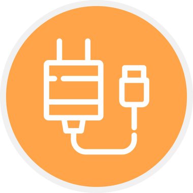 Şarj Hattı Çemberi Basit Simge, Vektör İllüstrasyonu