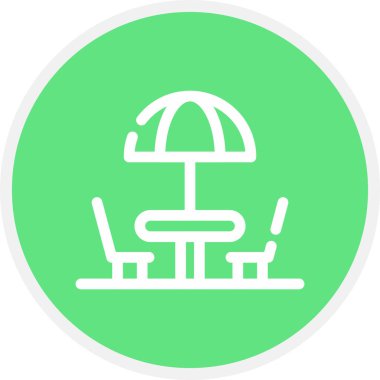 Patio Çizgisi Çemberi Basit Simge, Vektör İllüstrasyonu