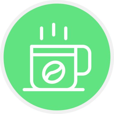 Kahve Hattı Çemberi Basit Simge, Vektör İllüstrasyonu