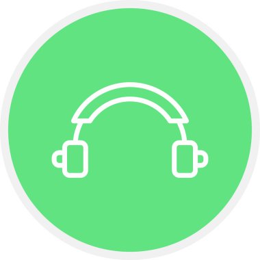 Kulaklık Hattı Çemberi Basit Simge, Vektör İllüstrasyonu