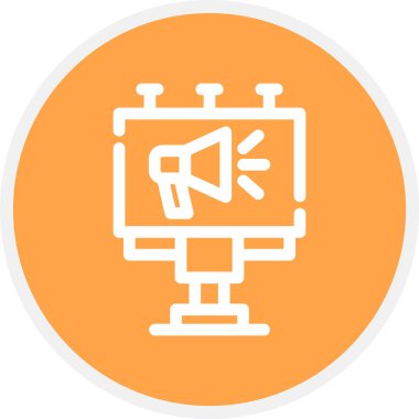 Billboard Satırı Çemberi Basit Simge, Vektör İllüstrasyonu