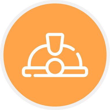 Miğfer Satırı Çemberi Basit Simge, Vektör İllüstrasyonu