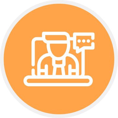 Çevrimiçi Röportaj Çizgisi Çemberi Basit Simge, Vektör Resimleri