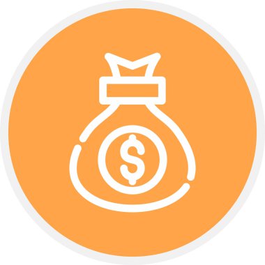 Para Torbası Hattı Çemberi Basit Simge, Vektör İllüstrasyonu