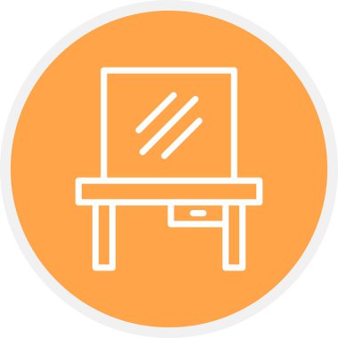 Ayna Çizgisi Çemberi Basit Simge, Vektör İllüstrasyonu