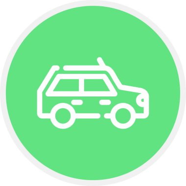 Otomobil Kenarı Çemberi Basit Simge, Vektör İllüstrasyonu