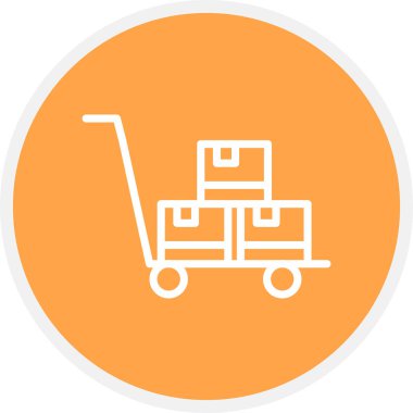 Trolley Çizgisi Çemberi Basit Simge, Vektör Resimleri