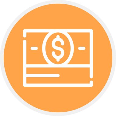 Banka Çizgisi Çemberi Basit Simge, Vektör İllüstrasyonu