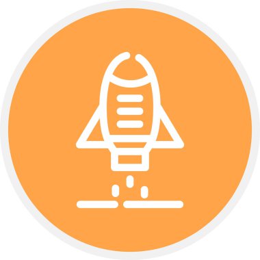 Roket Çizgisi Çemberi Basit Simge, Vektör İllüstrasyonu