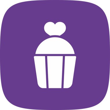 Sevgililer Günü Keki Basit Simgesi, Vektör İllüstrasyonu