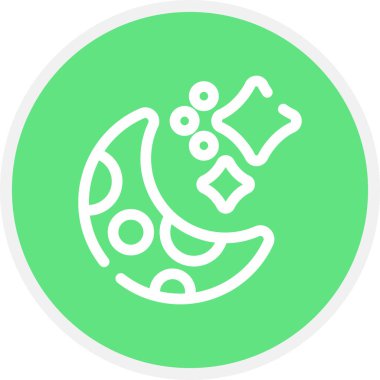 Ay Yıldızları Çizgisi Çemberi Basit Simge, Vektör Resimleri