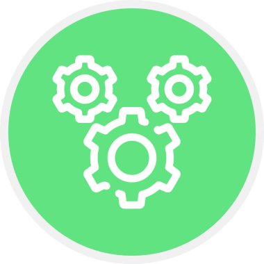 Gear Çizgisi Çemberi Basit Simge, Vektör İllüstrasyonu