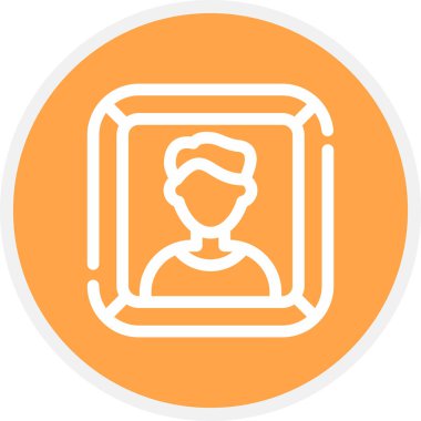 Portre Çizgisi Çemberi Basit Simge, Vektör İllüstrasyonu