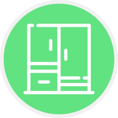 Gardırop Çizgisi Çemberi Basit Simge, Vektör İllüstrasyonu