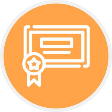 Sertifika Satırı Çemberi Basit Simge, Vektör İllüstrasyonu