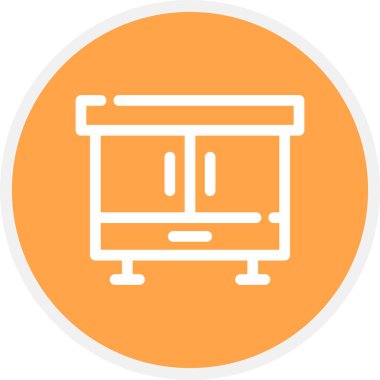 Çekmeceler Çizgisi Çemberi Basit Simge, Vektör İllüstrasyonu