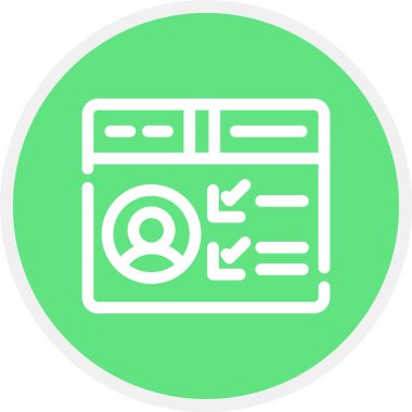 Profil Satırı Çemberi Basit Simge, Vektör İllüstrasyonu