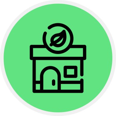 Eco House Satır Çemberi Basit Simge, Vektör İllüstrasyonu