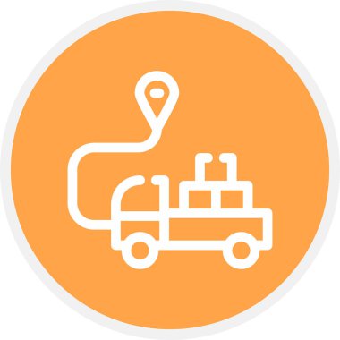 Teslimat Satırı Çemberi Basit Simge, Vektör İllüstrasyonu