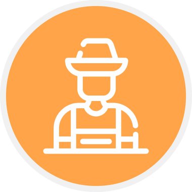 Çiftçi Çizgisi Çemberi Basit Simge, Vektör İllüstrasyonu