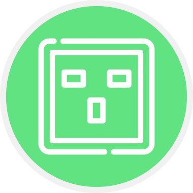 Soket Çizgisi Çemberi Basit Simge, Vektör İllüstrasyonu