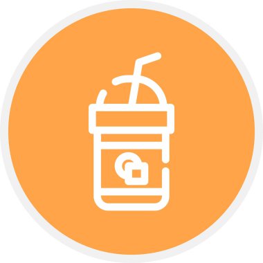 Buzlu Kahve Hattı Çemberi Basit Simge, Vektör Resimleri