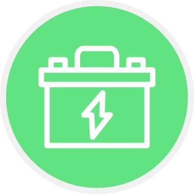 Batarya Hattı Çemberi Basit Simge, Vektör İllüstrasyonu