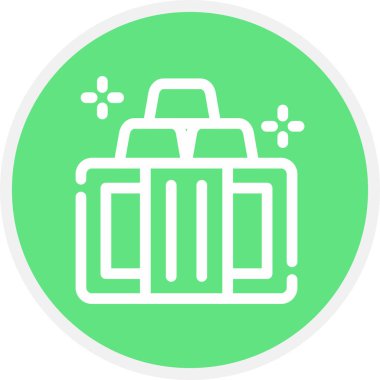 Altın Çubuk Çizgisi Çemberi Basit Simge, Vektör İllüstrasyonu