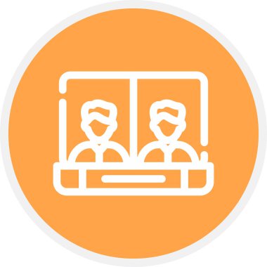 Çevrimiçi Buluşma Çizgisi Çemberi Basit Simge, Vektör Resimleri