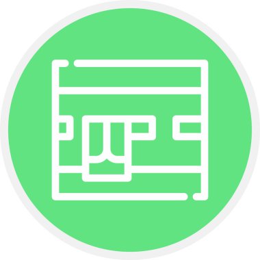 Kabe Çizgisi Çemberi Basit Simge, Vektör İllüstrasyonu