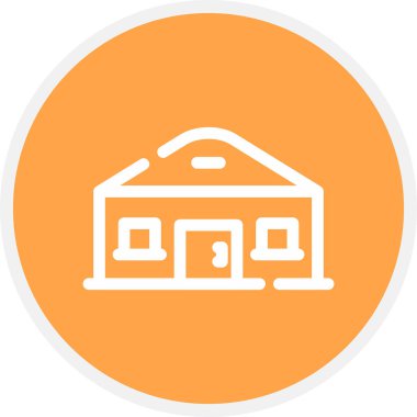 Ev Satırı Çemberi Basit Simge, Vektör İllüstrasyonu