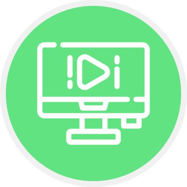 TV Satırı Çemberi Basit Simge, Vektör Resimleri İzle