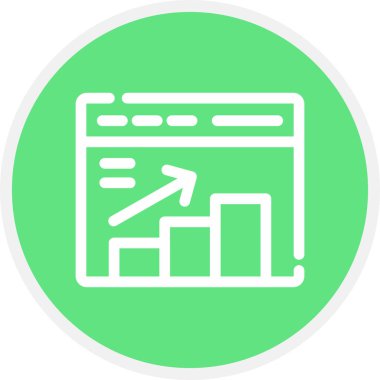 İstatistikler Satır Çemberi Basit Simge, Vektör İllüstrasyonu