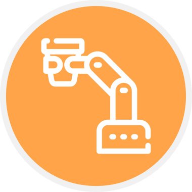 Robot Barista Çizgisi Çemberi Basit Simge, Vektör İllüstrasyonu