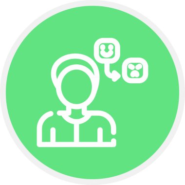 Negatif Duygu Çizgisi Çemberi Basit Simge, Vektör İllüstrasyonu