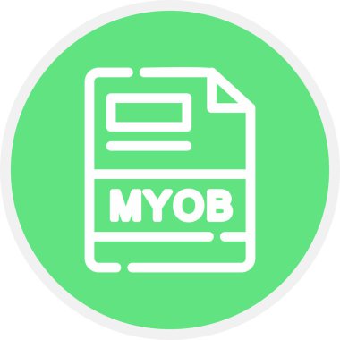 MYOB Satır Çemberi Basit Simge, Vektör İllüstrasyonu