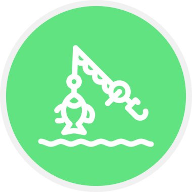 Göl Balık Hattı Çemberi Basit Simge, Vektör İllüstrasyonu