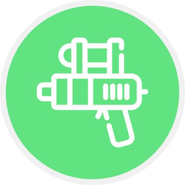 Su Silahı Hattı Çemberi Basit Simge, Vektör İllüstrasyonu