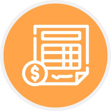 Fatura Satırı Çemberi Basit Simge, Vektör İllüstrasyonu