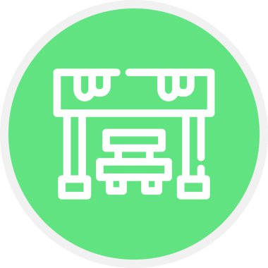 Otobüs Durağı Satır Çemberi Basit Simge, Vektör Resimleri