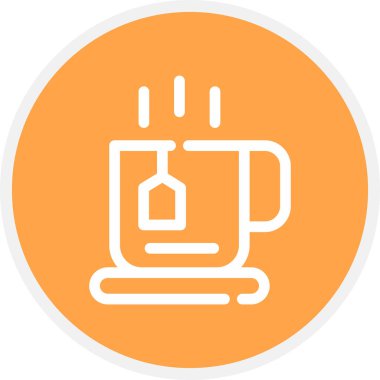 Çay Çizgisi Çemberi Basit Simge, Vektör İllüstrasyonu