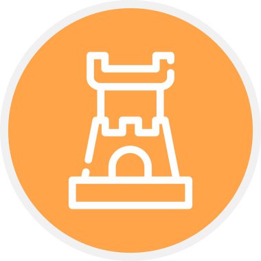 Castle Line Çemberi Basit Simge, Vektör İllüstrasyonu