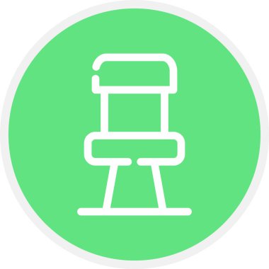 Sandalye Çizgisi Çemberi Basit Simge, Vektör İllüstrasyonu