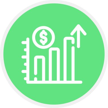 Ekonomi Çizgisi Çemberi Basit Simge, Vektör İllüstrasyonu